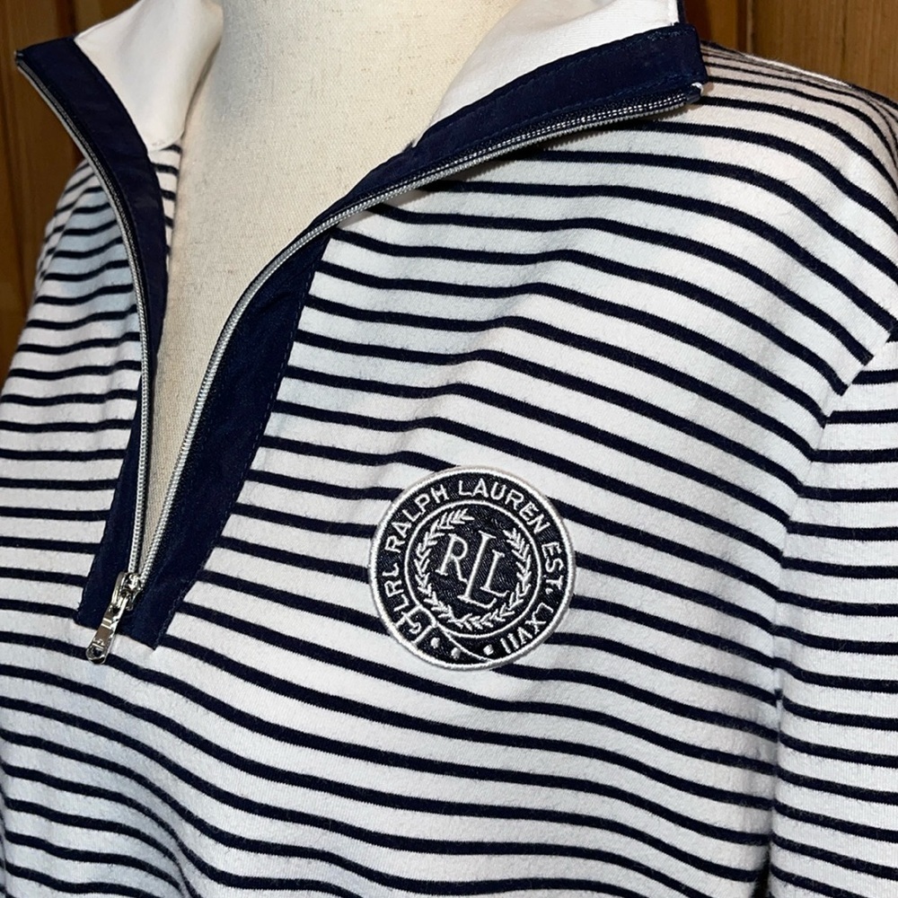COPY - LAUREN RALPH LAUREN Blue Striped T Shirt Logo Chest Sz. L - Picture 2 of 16
